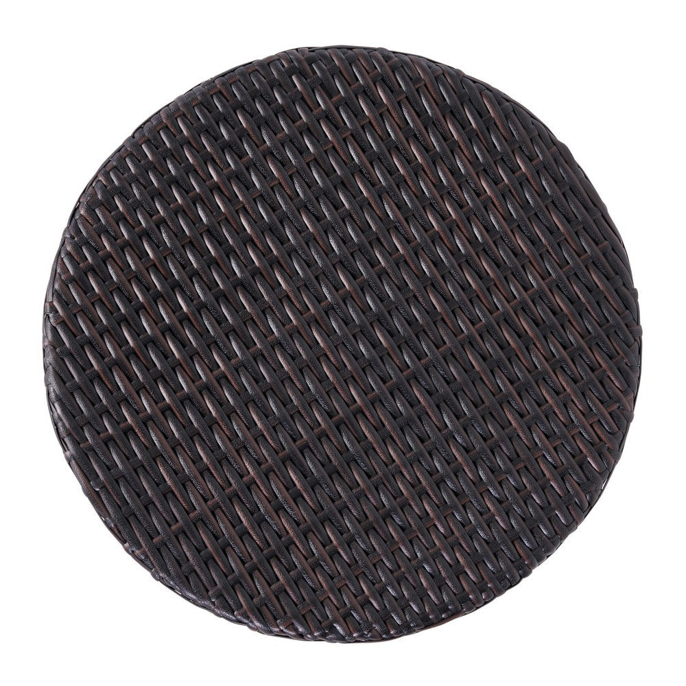 Benjara Olum Outdoor End Table, Barrel Shaped Wicker, 18 Inch Brown PE Rattan