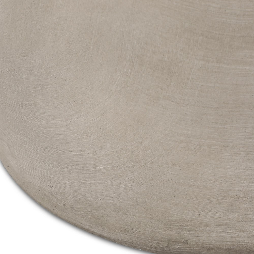 Benjara Outdoor Side Table, 16 Inch Round, Elegant Light Gray Faux Cement