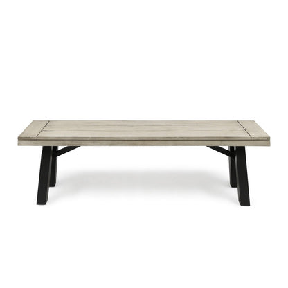 Benjara Wren Outdoor Bench, Slat Panel, 63 Inch Gray Acacia Wood