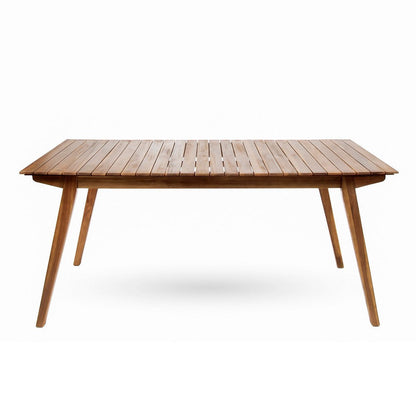 Benjara Outdoor Dining Table, 69 Inch Slatted Rectangular, Brown Acacia Wood