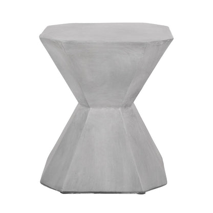 Benjara Outdoor End Table, Modern Hourglass Shape, 17 Inch, Natural Concrete