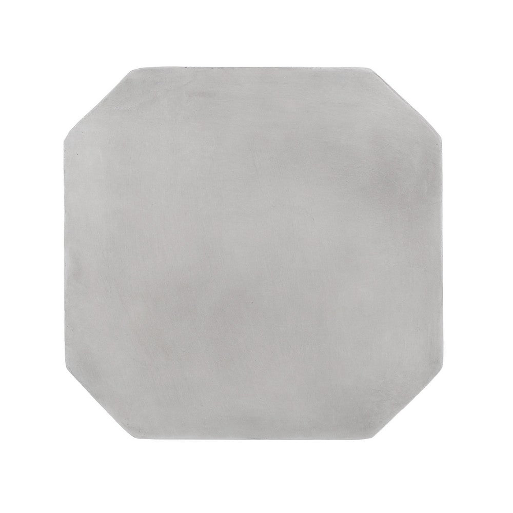 Benjara Outdoor End Table, Modern Hourglass Shape, 17 Inch, Natural Concrete