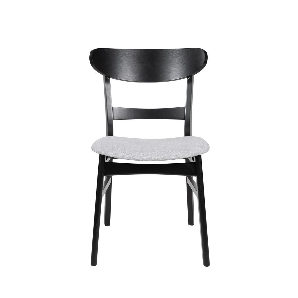Benjara Cole Dining Chair Set of 2, Curved Open Back, Gray Padded Seat, Black