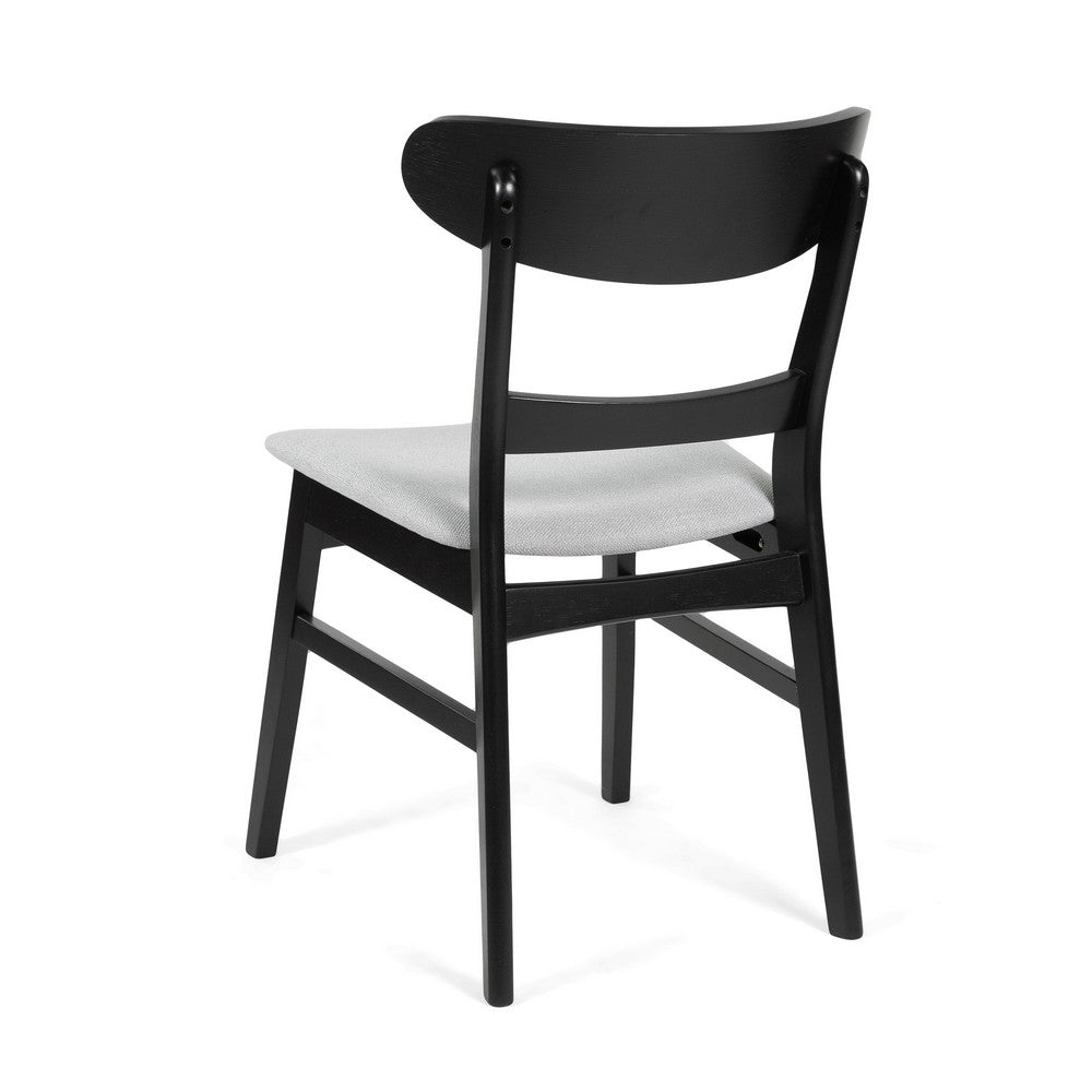 Benjara Cole Dining Chair Set of 2, Curved Open Back, Gray Padded Seat, Black