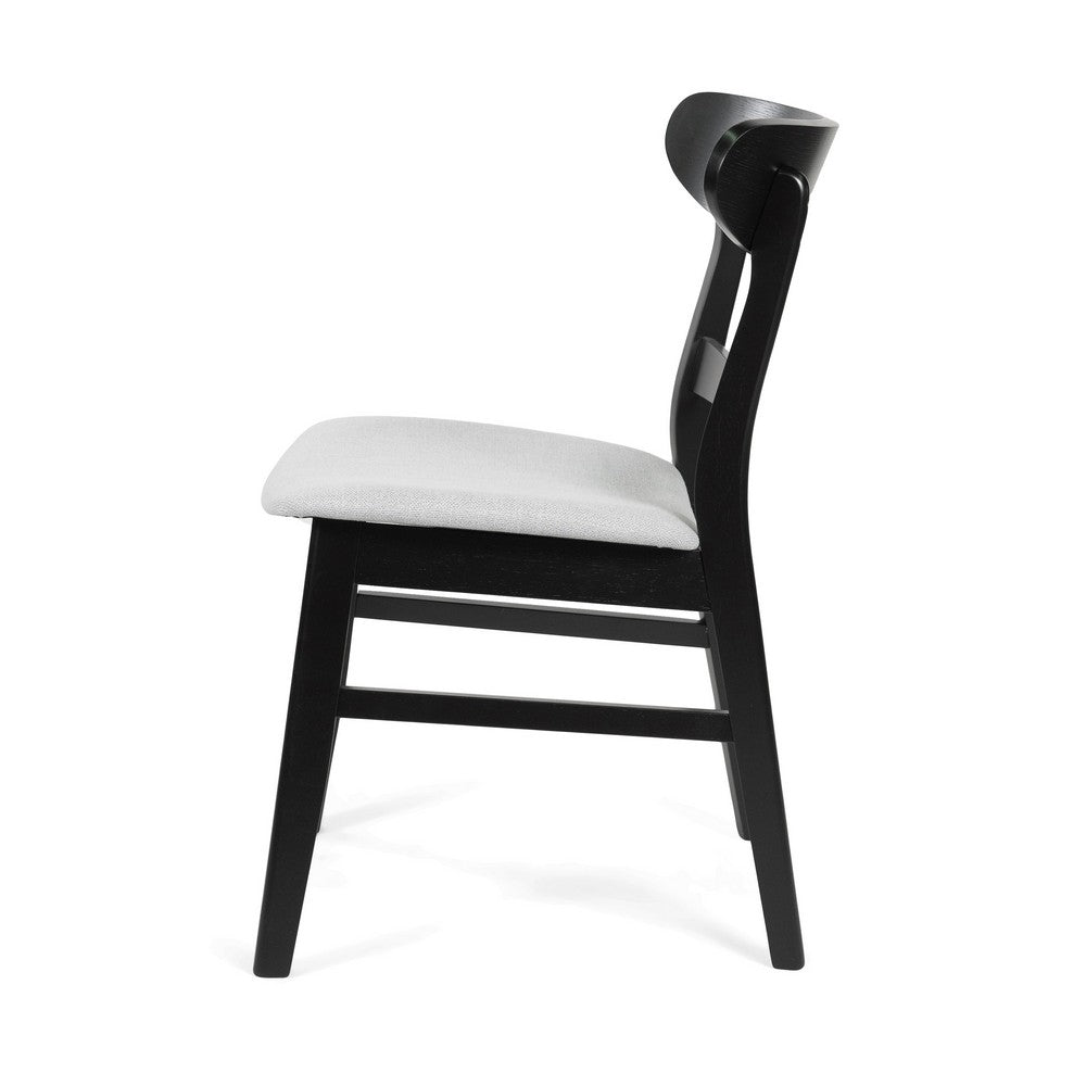 Benjara Cole Dining Chair Set of 2, Curved Open Back, Gray Padded Seat, Black