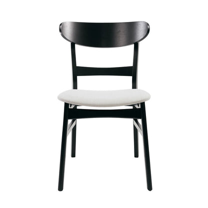 Benjara Cole Dining Chair Set of 2, Curved Open Back, Beige Padded Seat, Black
