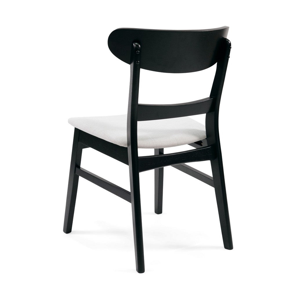 Benjara Cole Dining Chair Set of 2, Curved Open Back, Beige Padded Seat, Black