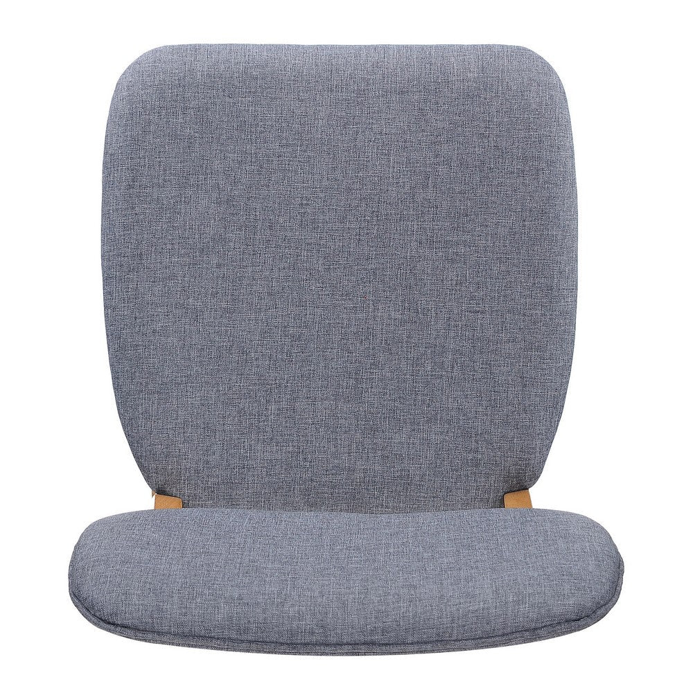Benjara Cota Side Chair Set of 2, Gray Padded Back And Seat, Natural Brown