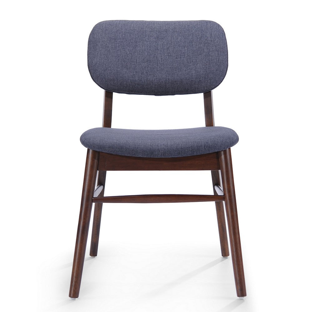 Benjara Cota Side Chair Set of 2, Dark Gray Padded Back And Seat, Rich Brown