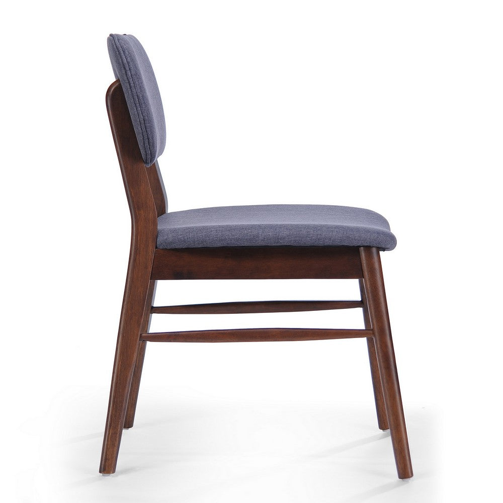Benjara Cota Side Chair Set of 2, Dark Gray Padded Back And Seat, Rich Brown
