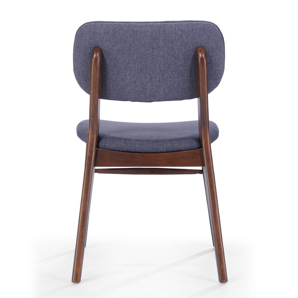 Benjara Cota Side Chair Set of 2, Dark Gray Padded Back And Seat, Rich Brown