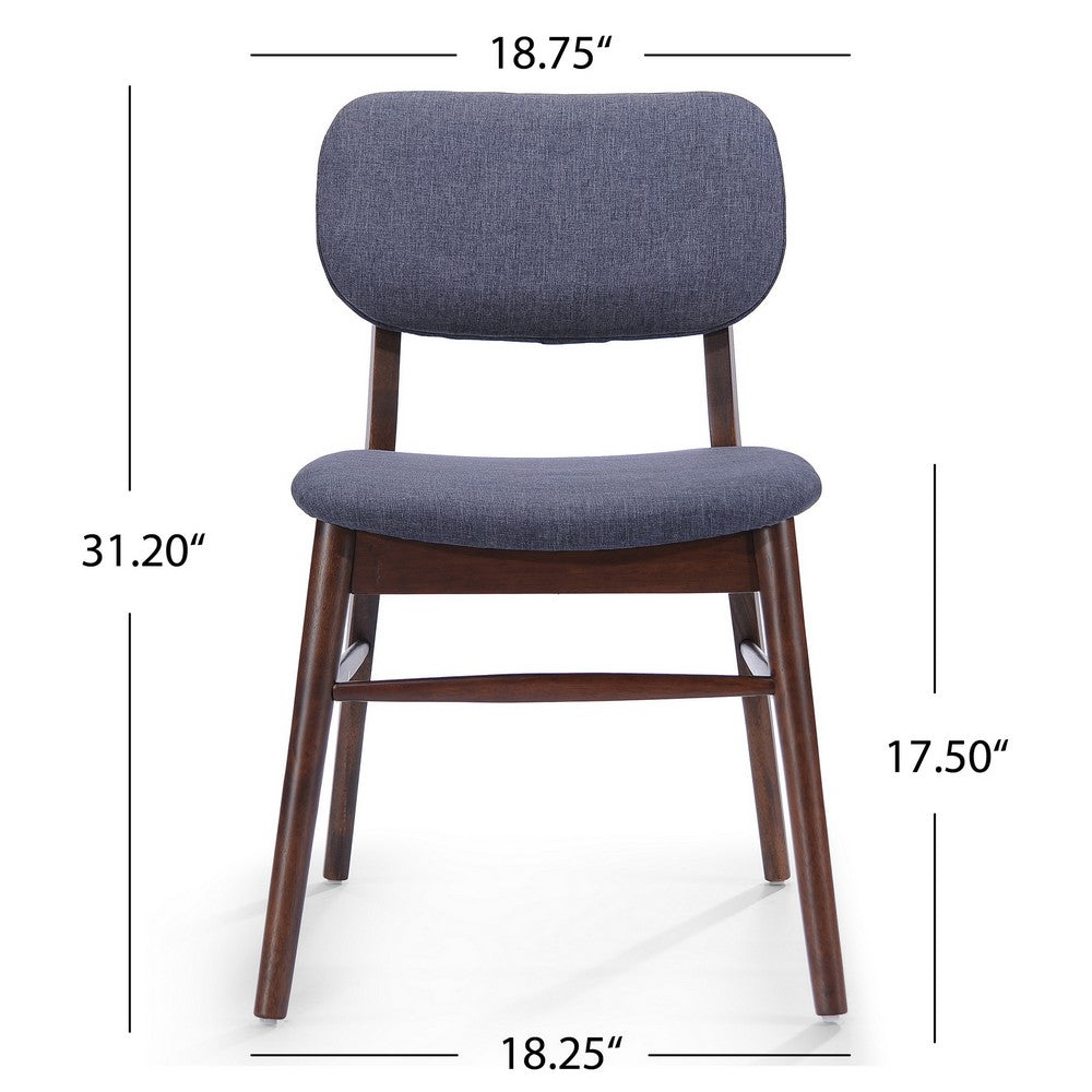 Benjara Cota Side Chair Set of 2, Dark Gray Padded Back And Seat, Rich Brown