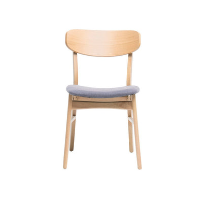 Benjara Dining Chair Set of 2, Gray Padded Seat, Natural Brown Splayed Legs