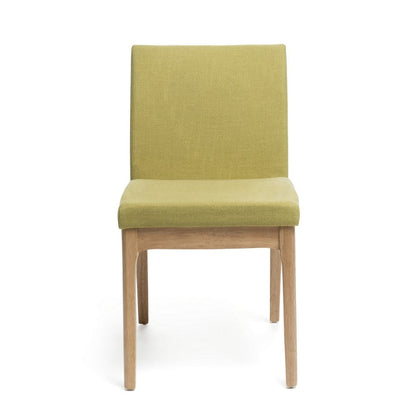 Benjara Dining Chair Set of 2, Modern Green Padded Back And Seat, Brown Legs