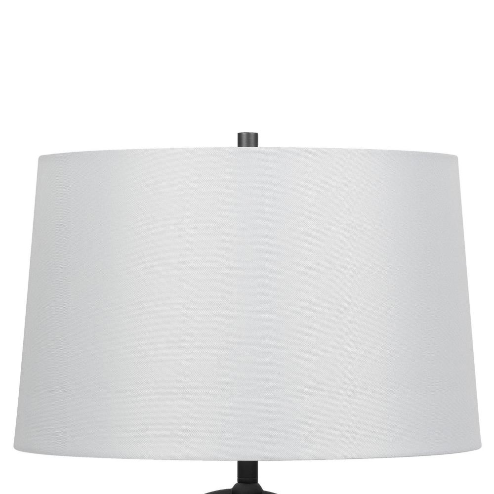 Benjara 31 Inch Table Lamp, Crackled Black Glass w Night Light, White Shade