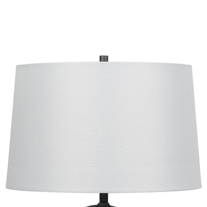 Benjara 31 Inch Table Lamp, Crackled Black Glass w Night Light, White Shade