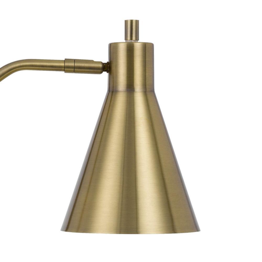Benjara Sty 24 Inch Task Table Lamp, Swivel Brass Shade Angled Thin Metal Pole