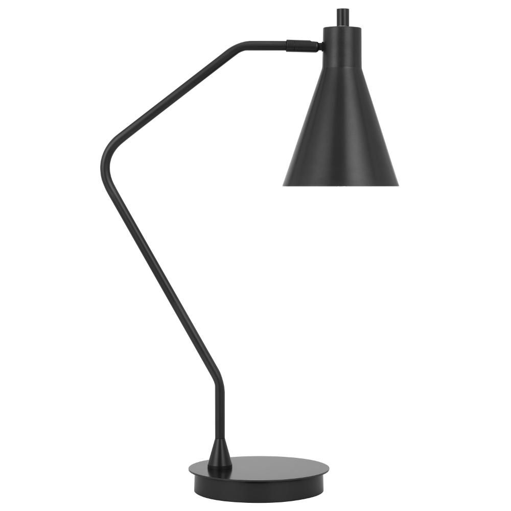Benjara Sty 24 Inch Task Table Lamp, Swivel Gray Shade, Angled Thin Metal Pole