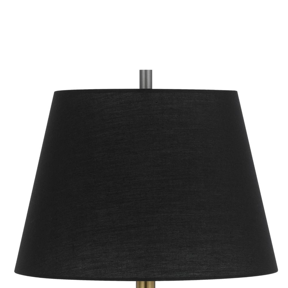 Benjara Siu 30 Inch Table Lamp, Gold Metal Thin Pole w Finial, Black Shade
