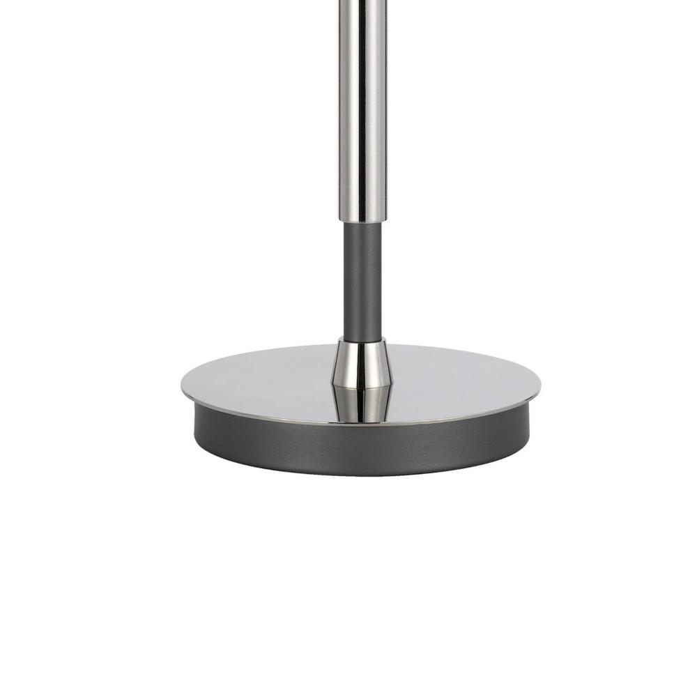 Benjara Siu 30 Inch Table Lamp, Chrome Metal Thin Pole w Finial, White Shade