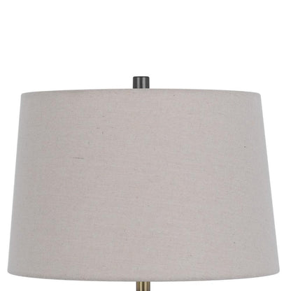 Benjara Wenu 29 Inch Table Lamp, Accent Frosted Glass Base, White Fabric Shade