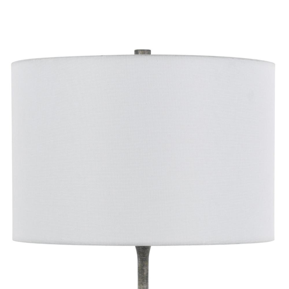 Benjara Myra Table Lamp Set of 2, Fluted Accent Glass Base, White Fabric Shade