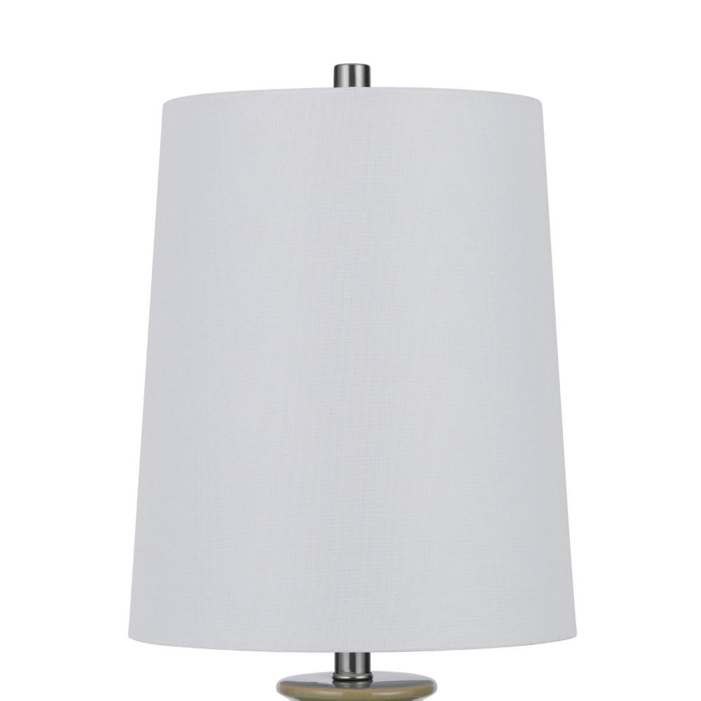 Benjara Kela 28 Inch Table Lamp Set of 2, Green Ceramic Pot Base, White Shade
