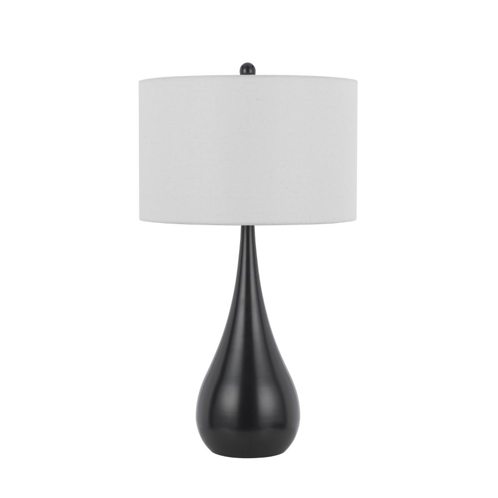Benjara Ege Table Lamp Set of 2, Teardrop Bronze Metal Base, White Shade