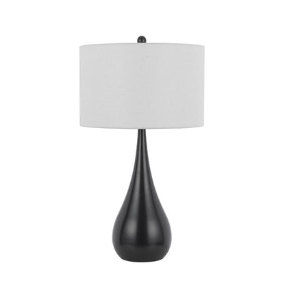 Benjara Ege Table Lamp Set of 2, Teardrop Bronze Metal Base, White Shade