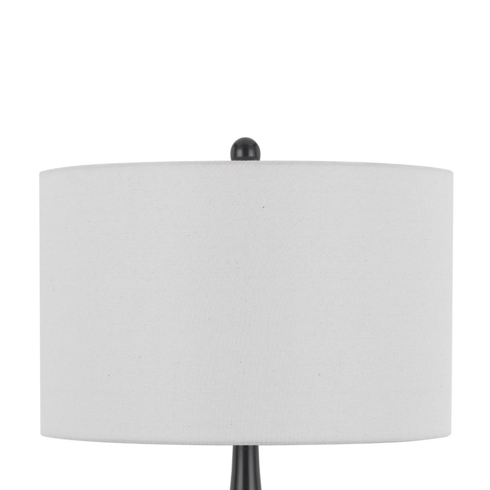 Benjara Ege Table Lamp Set of 2, Teardrop Bronze Metal Base, White Shade