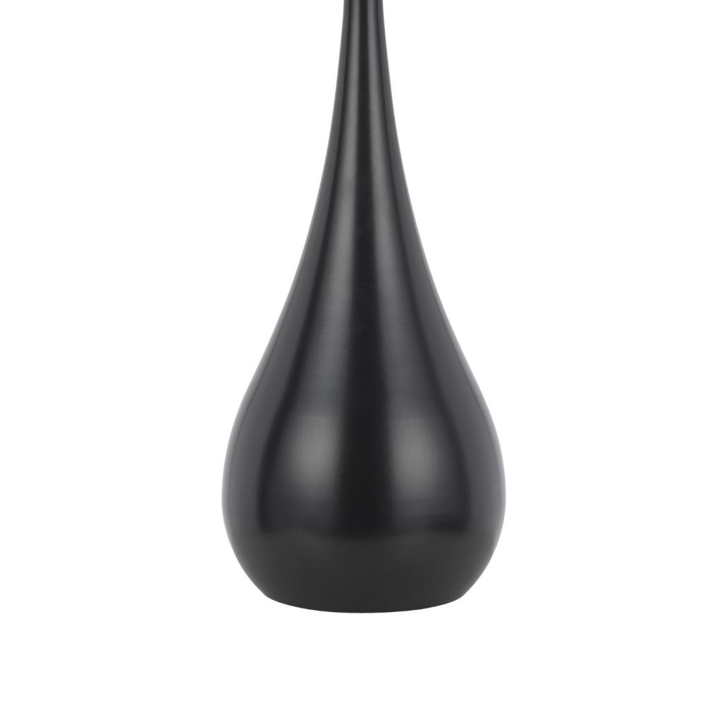 Benjara Ege Table Lamp Set of 2, Teardrop Bronze Metal Base, White Shade