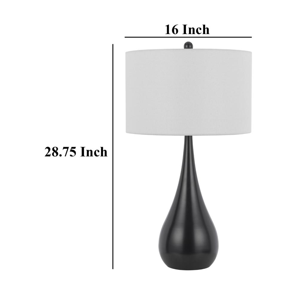 Benjara Ege Table Lamp Set of 2, Teardrop Bronze Metal Base, White Shade