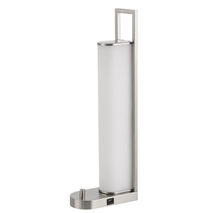 Benjara Mora Table Lamp, 2 USB Ports, Dimmer LED Light, Chrome Steel 23 Inch