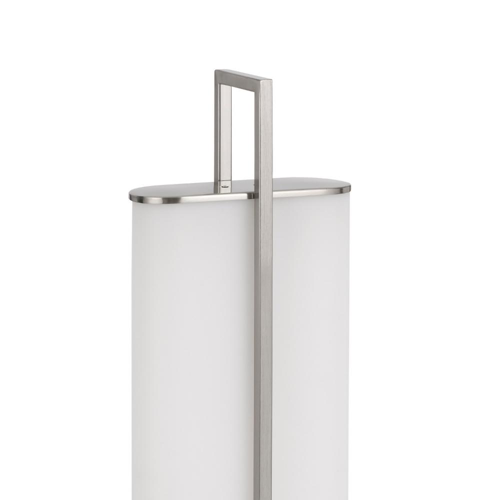 Benjara Mora Table Lamp Acrylic Shade, 2 USB, LED Lights, Chrome Steel 23 Inch