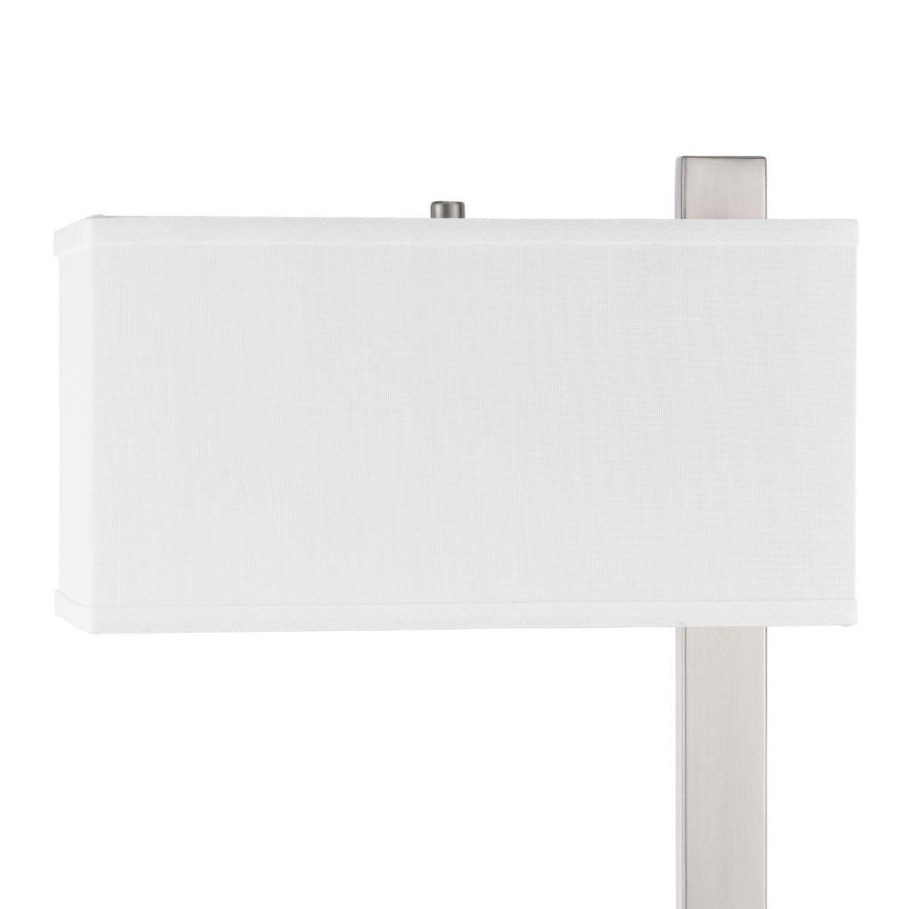 Benjara Nacy Table Lamp, 1 Power Outlet And USB Port, Chrome Steel 25 Inch