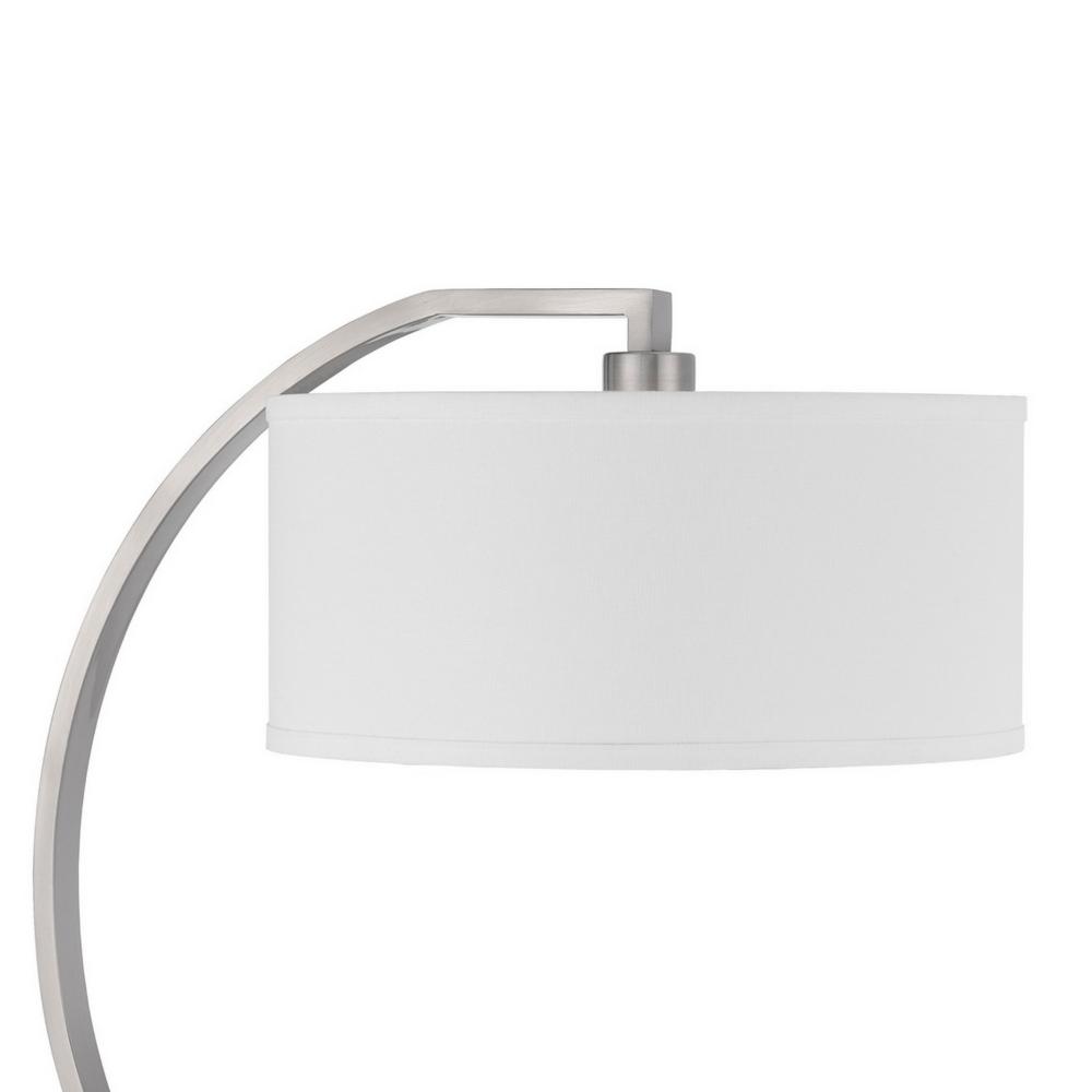 Benjara Fory Table Lamp, 2 Outlets, 1 USB Port, Curved Chrome Steel 26 Inch