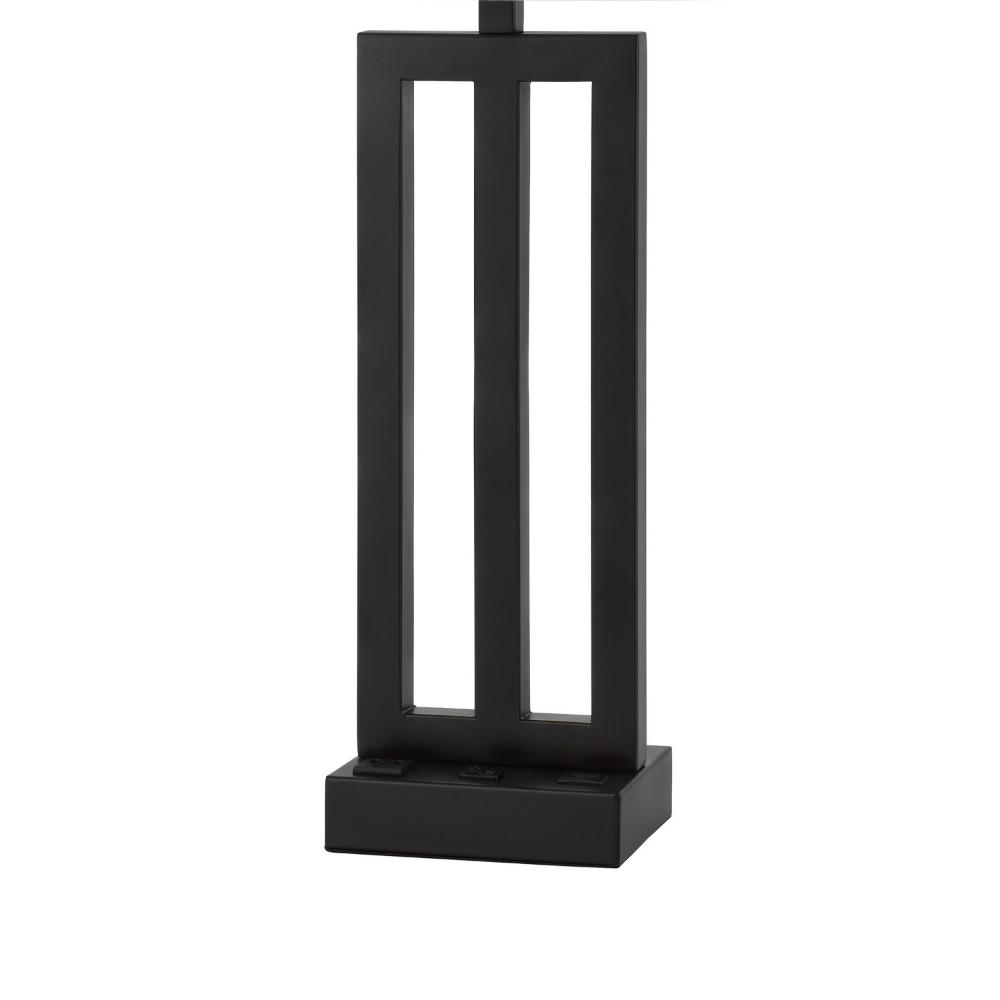 Benjara Haney Table Lamp, 1 Outlet, USB Port, Bronze Slim Keyhole Base 30 Inch