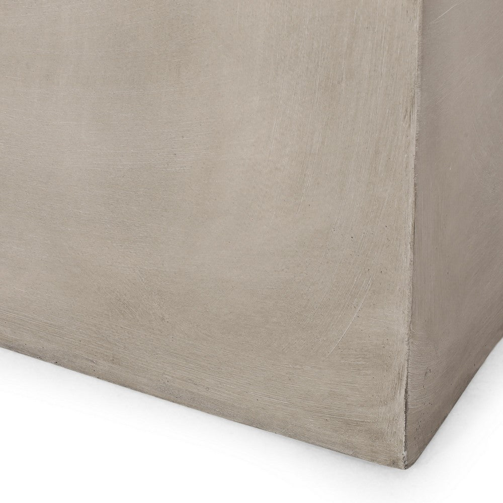 Benjara Ebec Outdoor Side Table, Modern Cube Light Gray Faux Concrete, 22 Inch