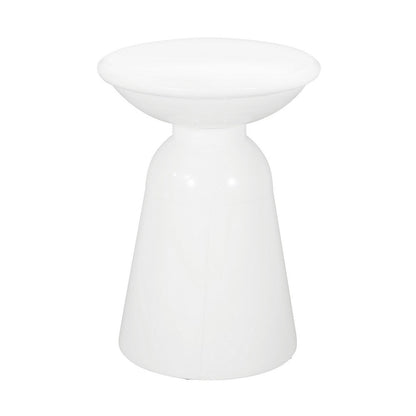 Benjara Suma Outdoor Side End Table Set of 2, Round Top, Pedestal, White Iron