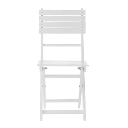 Benjara Cami Outdoor Foldable Dining Chair Set of 2, Slatted, X Legs, White