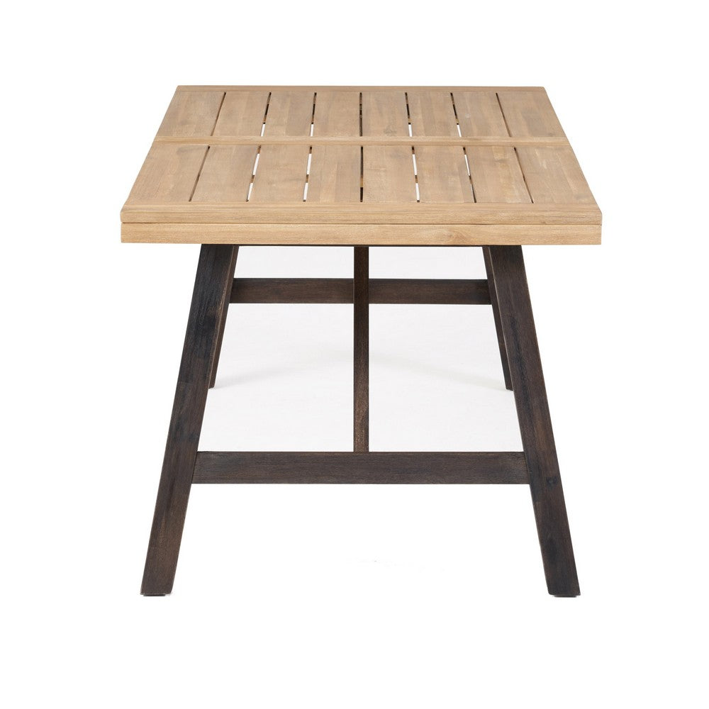 Benjara Wren Outdoor Dining Table, Rectangular 71 Inch, Brown And Black Wood