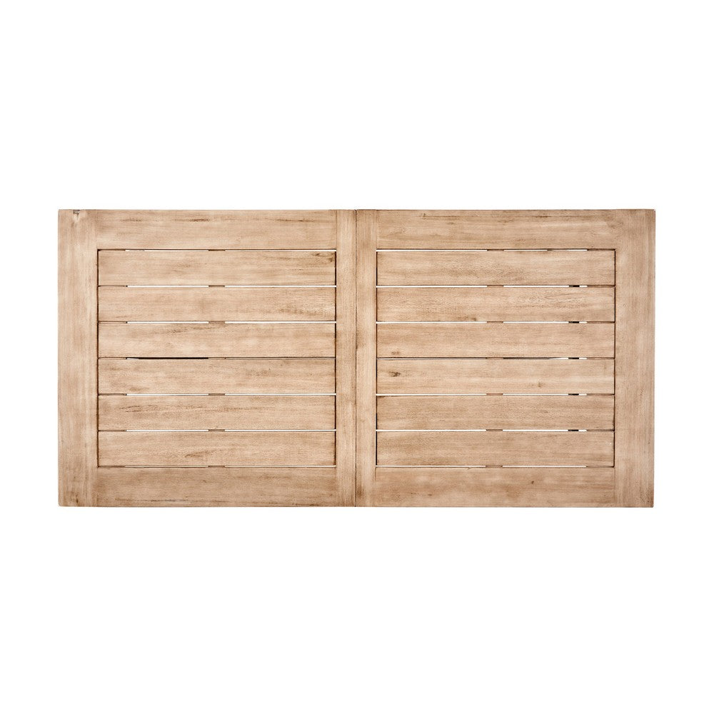 Benjara Wren Outdoor Dining Table, Rectangular 71 Inch, Brown And Black Wood