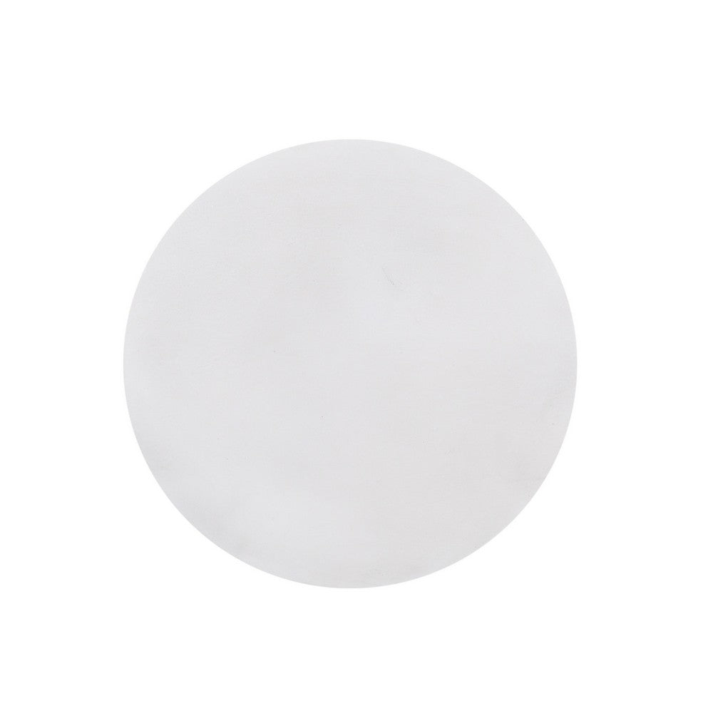 Benjara Outdoor End Table, Round 15 Inch Top, Antique White Faux Concrete