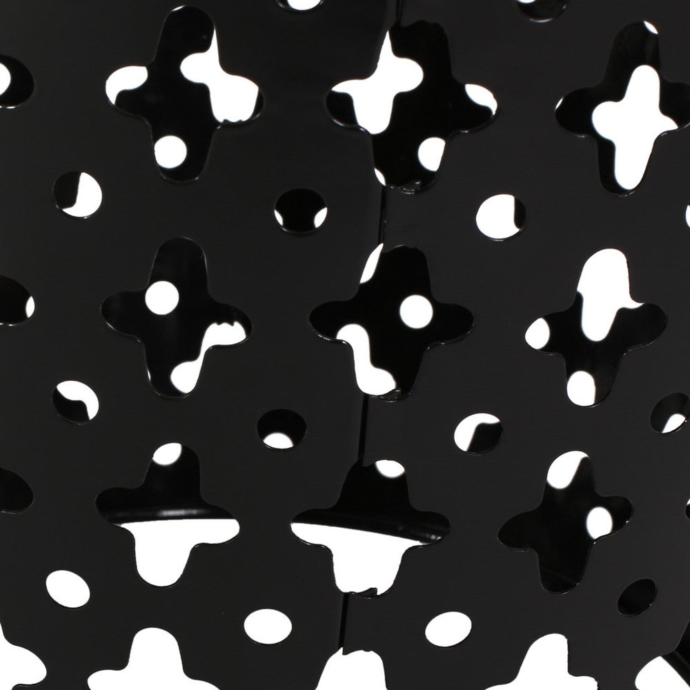 Benjara Miami Outdoor End Table, Cutout Design, Round 17 Inch, Black Iron
