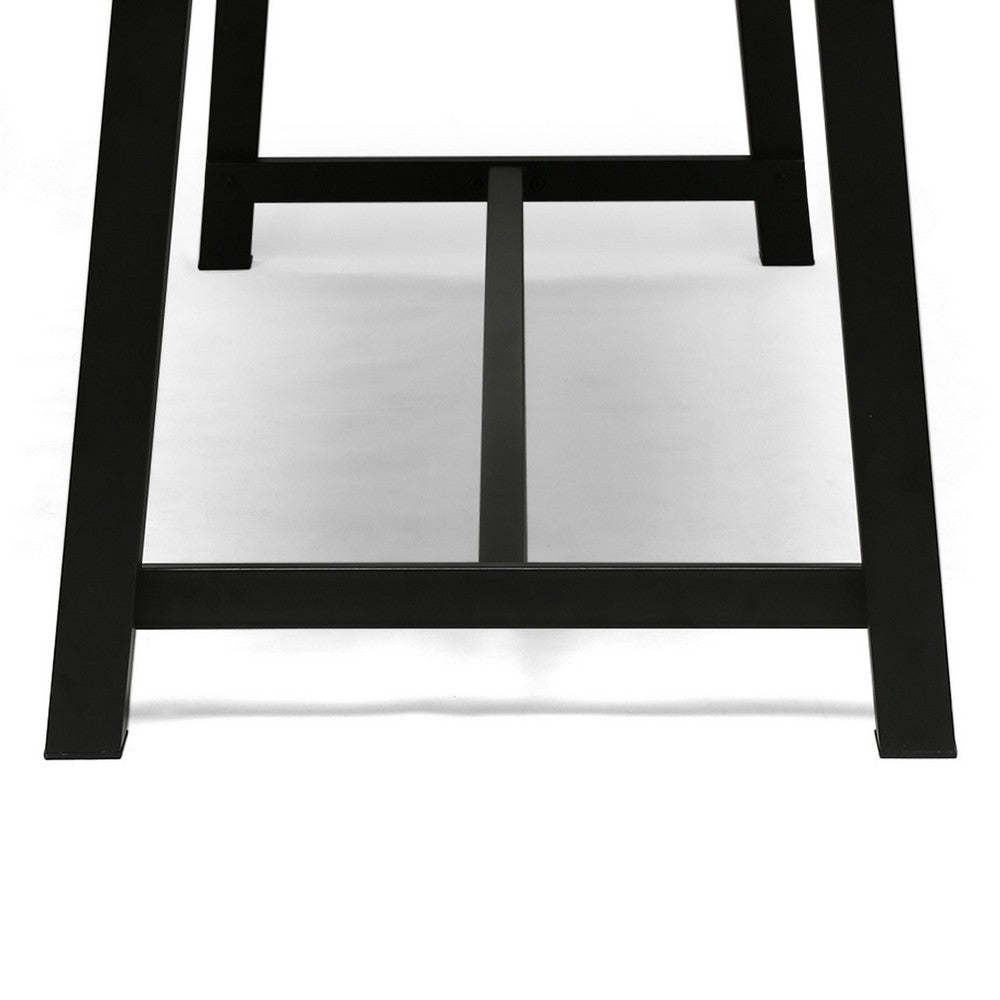 Benjara Leslee Outdoor Dining Table, Brown Top, Black Wood Rectangular 79 Inch