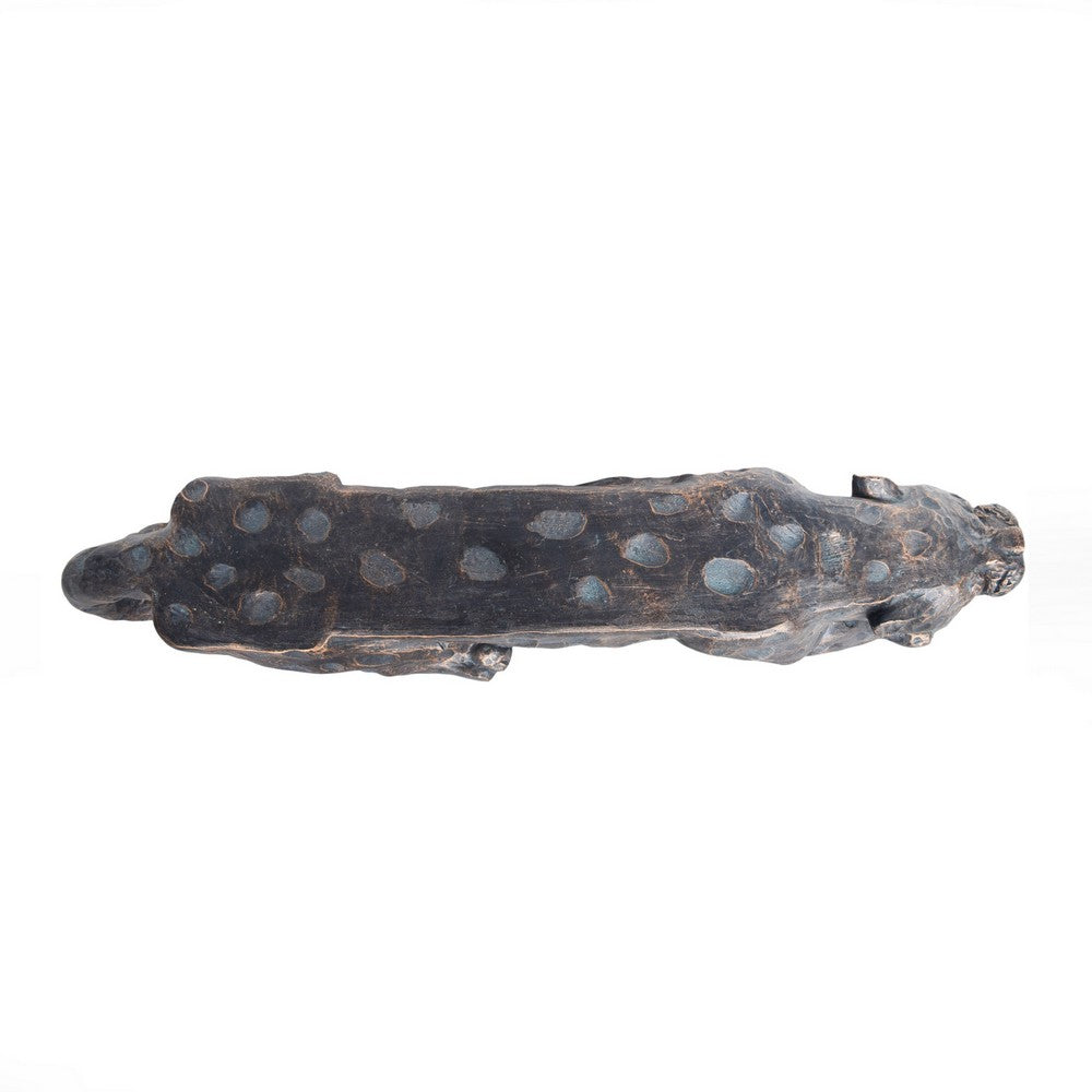 Benjara Outdoor Garden Bench, Leopard Faux Concrete, Copper Finish, 52 Inch
