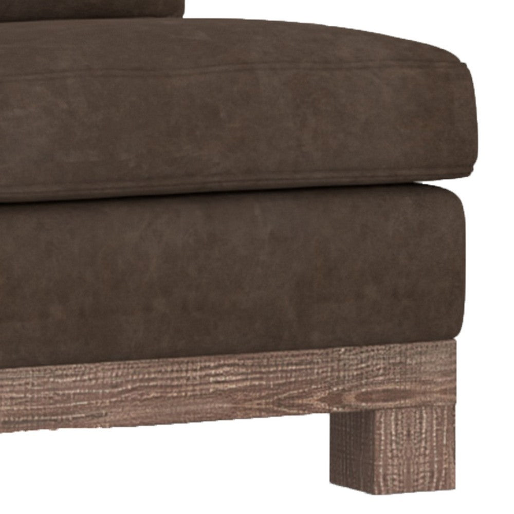 Benjara Sama Modular Armless Chair, Decor Pillow, Rich Brown Solid PIne Wood