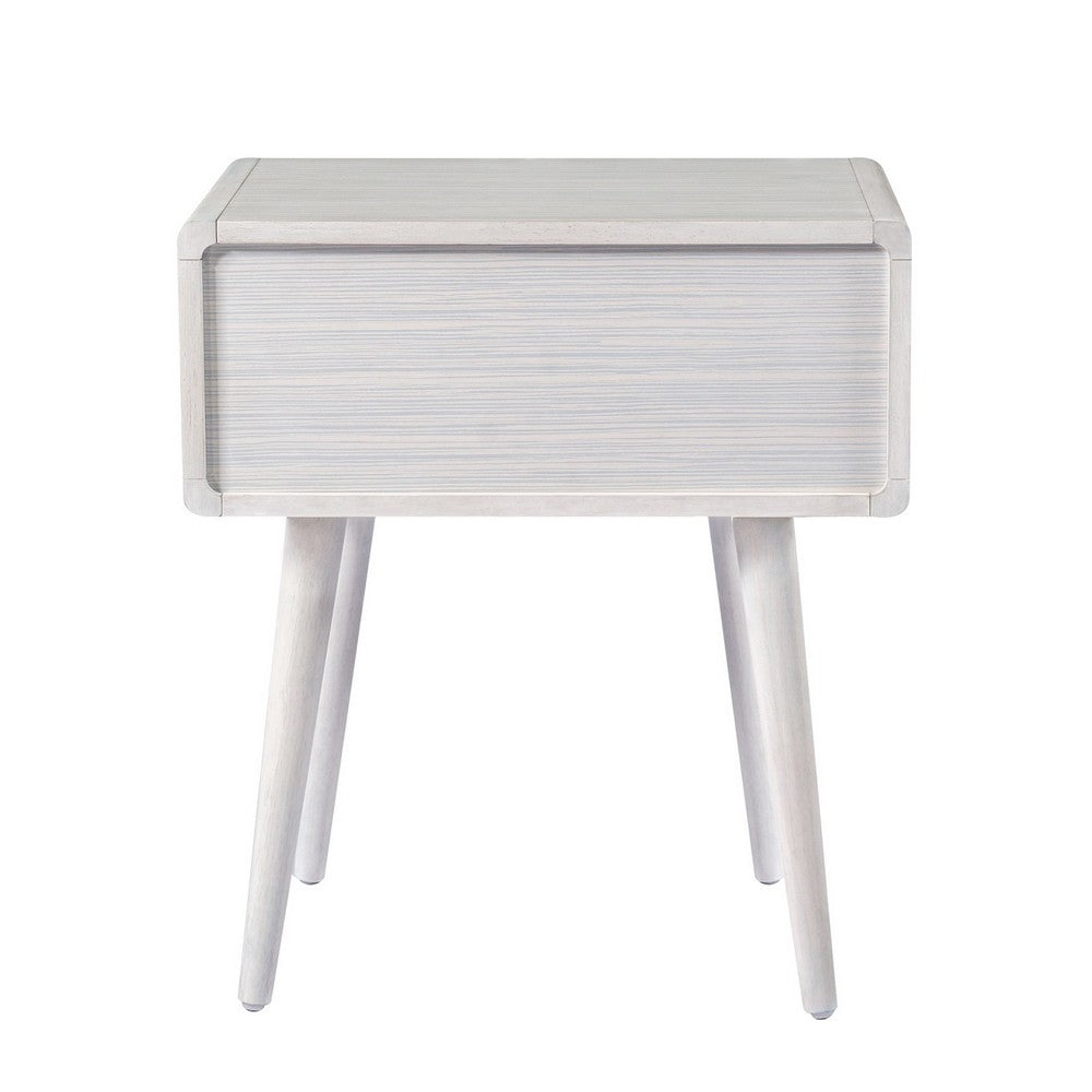 Benjara Camy Side End Table, Natural Brown Cane Woven Drawer, White 22 Inch