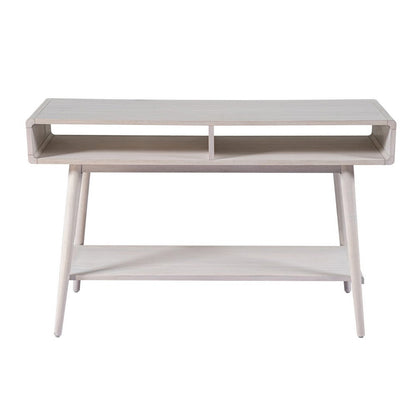 Benjara Camy Sofa Console Table, 2 Open Cubbies, 1 Lower Shelf, White 48 Inch