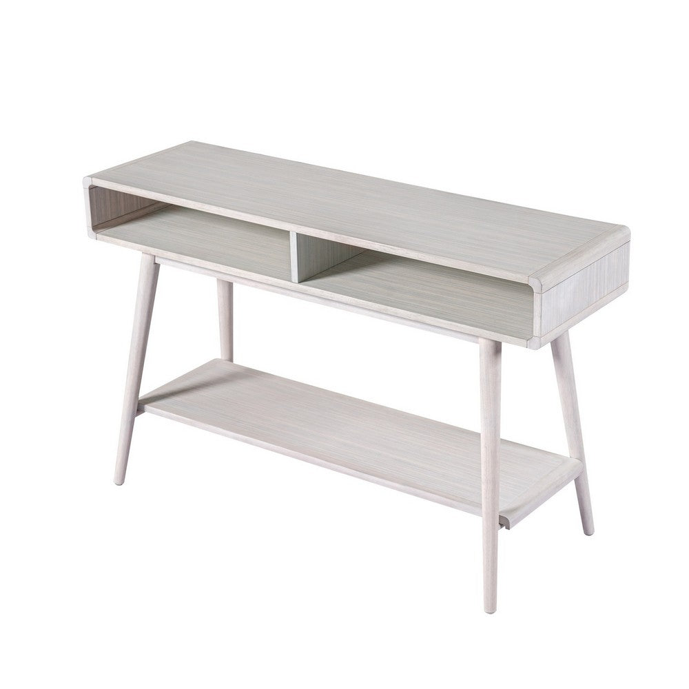 Benjara Camy Sofa Console Table, 2 Open Cubbies, 1 Lower Shelf, White 48 Inch